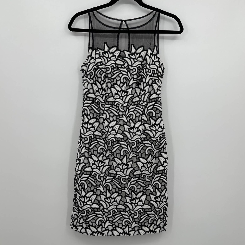 Aidan Mattox Sleeveless Lined Crochet Floral Applique Sheath Dress Womens Size 0 - Picture 1 of 8